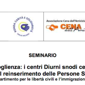 24 novembre: Dalla strada all’accoglienza: i centri Diurni snodi centrali di una politica globale per il reinserimento delle Persone Senza Dimora