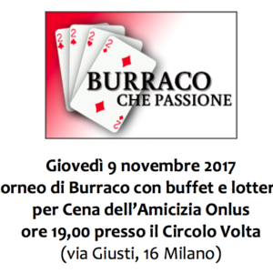 giovedì 9 novembre vieni a giocare con noi? il burraco solidale ti aspetta!