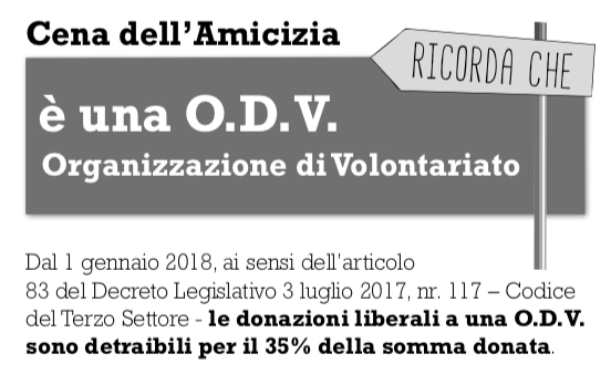 Cena dell'Amicizia è una O.D.V.; quali vantaggi per te?